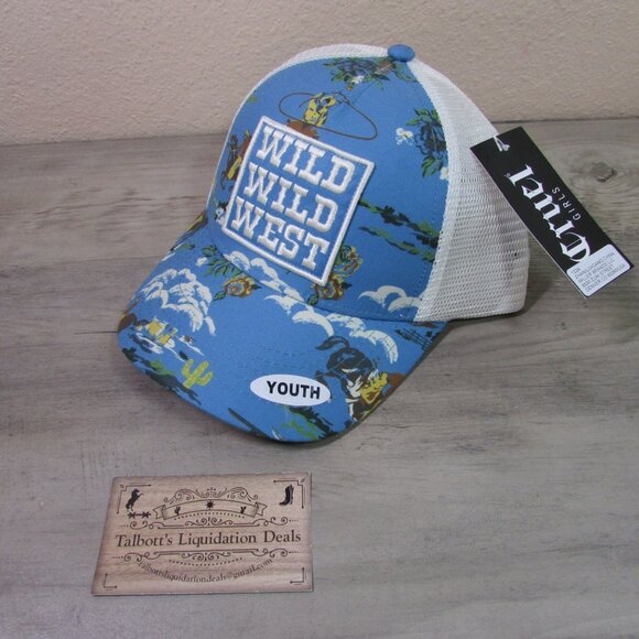 Cruel Denim Youth Wild Wild West Cowboy Print Meshback Snapback Cap Hat Light Bl - Picture 1 of 2